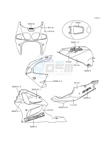 ZX 750 P [NINJA ZX-7R] (P1-P4) [NINJA ZX-7R] drawing DECALS-- GREEN_WHITE- --- ZX750-P2- -