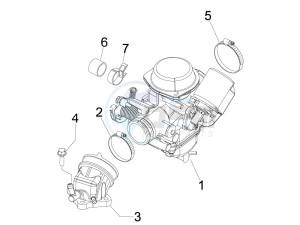 Beverly 125 Tourer e3 drawing Carburettor assembly - Union pipe