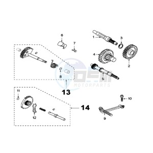 SUM 125 drawing DRIVE SHAFTS / KICKSTARTER