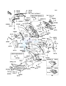 ZZR1400_ABS ZX1400FDF FR GB XX (EU ME A(FRICA) drawing Cowling(Center)