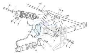 V 11 Cafe Ballabio 1100 drawing Swing arm and rear shock absorber