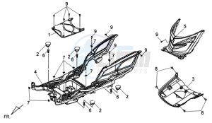 JET 4 50cc drawing FOOTREST / FRAME COWLING