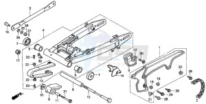 NX125 drawing SWINGARM/CHAIN CASE