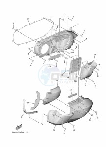 MWD300 TRICITY 300 (BED2) drawing CRANKCASE COVER 1