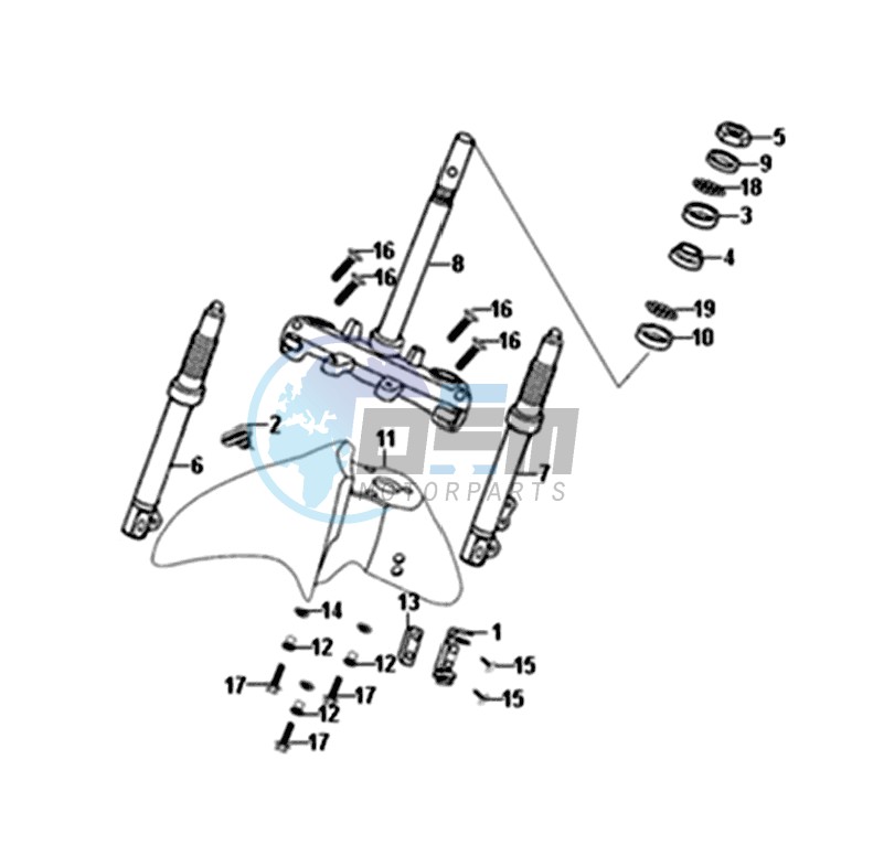 FRONT FORK / FRONT MUDGUARD / STEERING CROWN