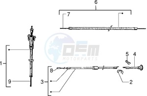 PX 125 E drawing Transmissions rear brake-speedometer (kms)-choke