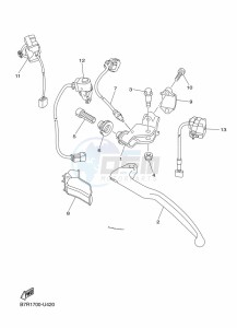 WR450F (B7R4) drawing HANDLE SWITCH & LEVER