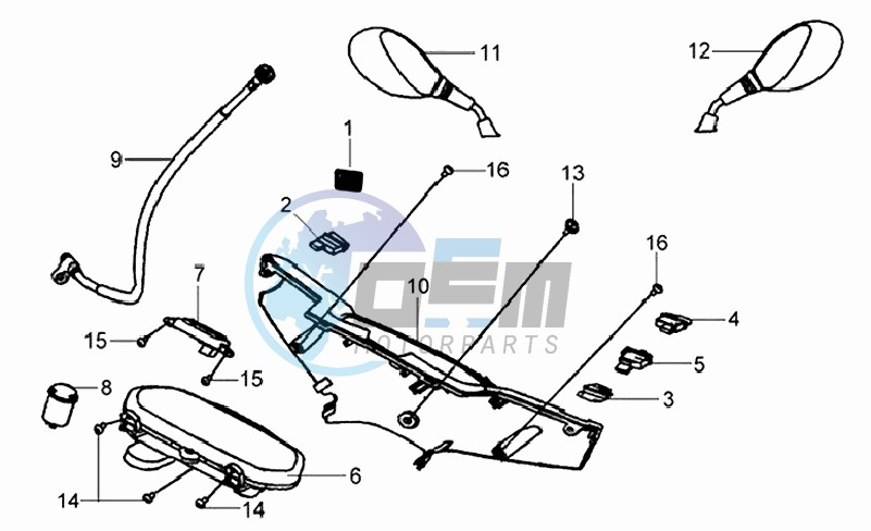 DASHBOARD / HANDLEBAR COVER / MIRRORS/ WIRING HARNASS