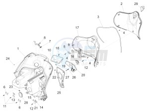 Fly 150 4T 3V ie (USA) drawing Front glove-box - Knee-guard panel