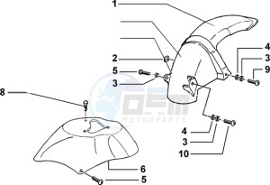 Zip 50 4T drawing Front and rear mudguard