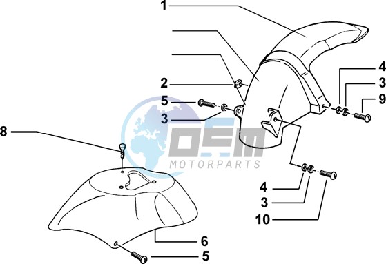 Front and rear mudguard