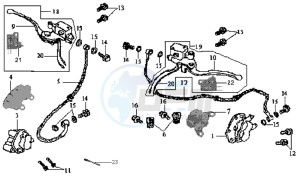 JOYRIDE 200 drawing BRAKE CALIPER FR / RR /  BRAKE LEVERS