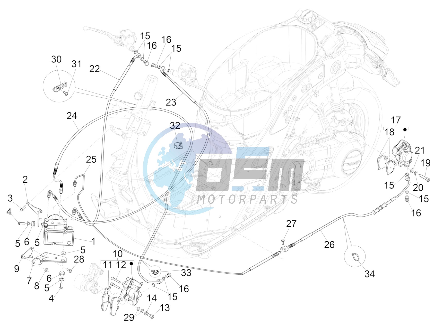 Brakes pipes - Calipers (ABS)