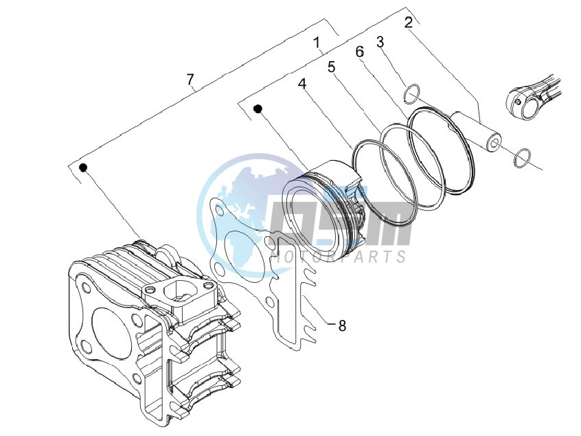 Cylinder - piston - wrist pin unit