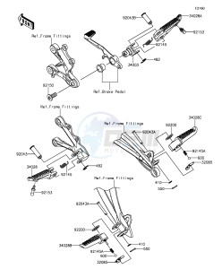 NINJA ZX-6R ABS ZX636FGFA GB XX (EU ME A(FRICA) drawing Footrests