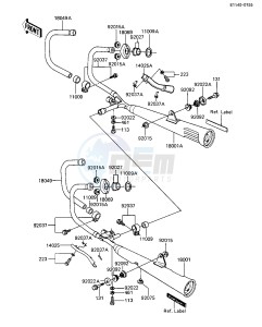 ZX 1100 A [GPZ] (A1-A2) [GPZ] drawing MUFFLERS -- ZX1100-A1- -