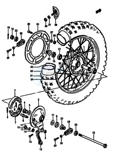 RM125 (E-F) drawing REAR WHEEL (MODEL E)