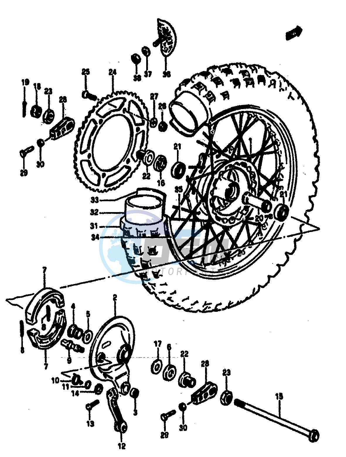 REAR WHEEL (MODEL E)