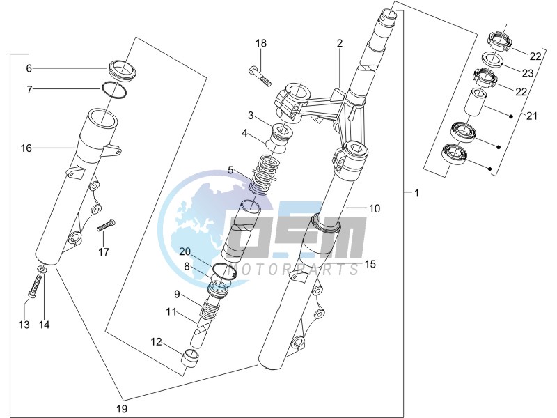 Fork steering tube - Steering bearing unit