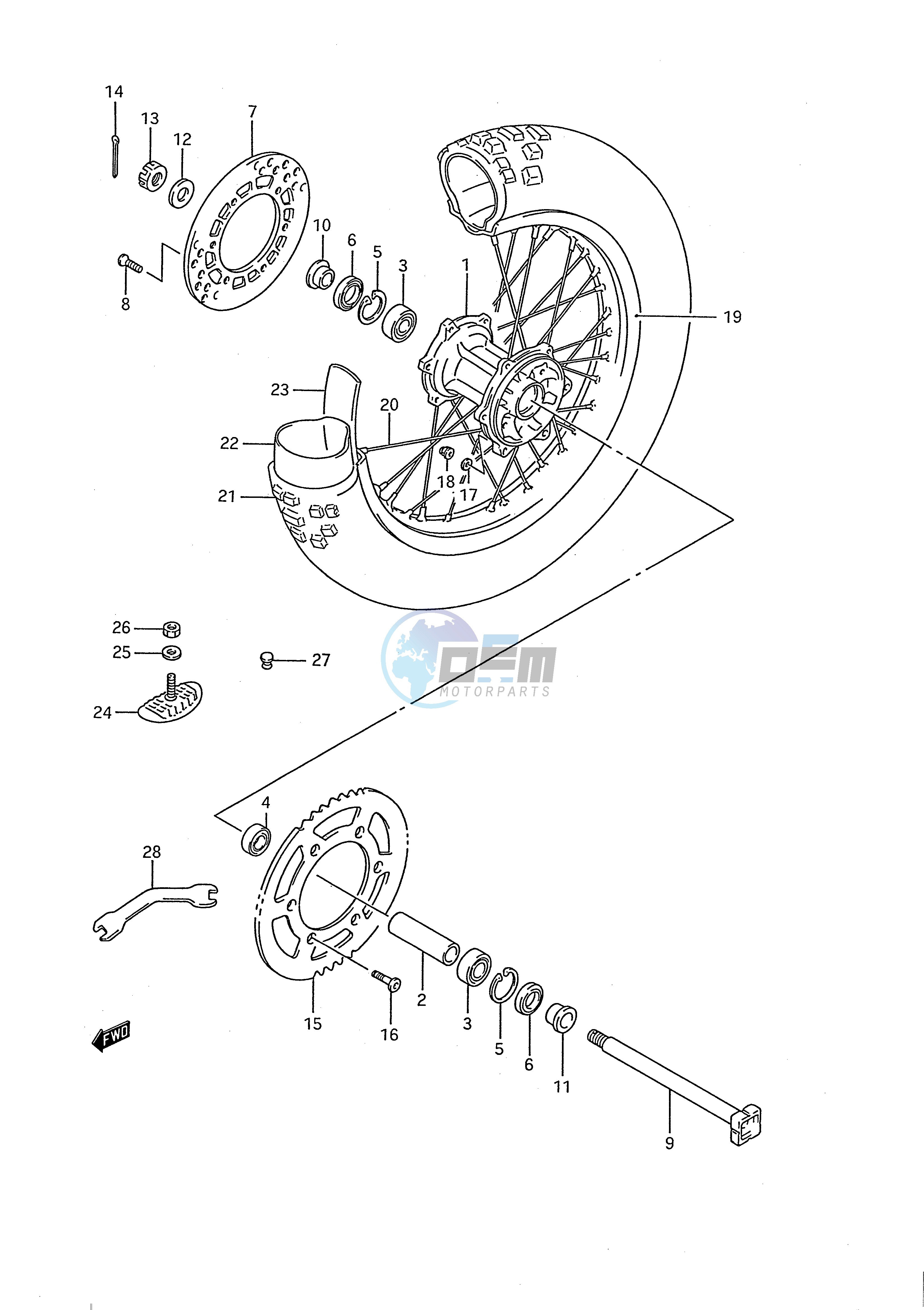 REAR WHEEL (MODEL K)