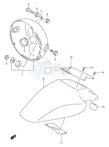 GSF1200 (E2) Bandit drawing FRONT FENDER (GSF1200T V W X Y)