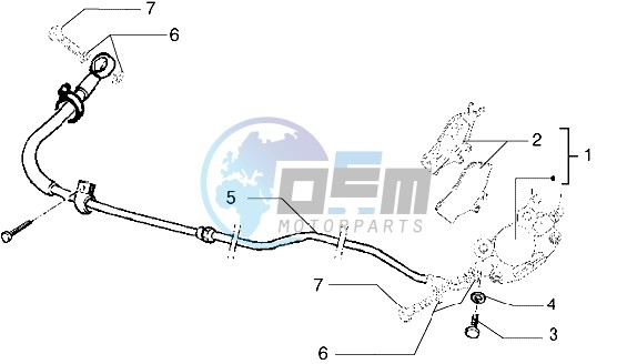 Rear brake piping-Rear breke caliper