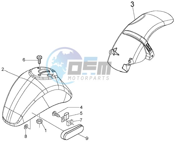 Front and rear mudguard