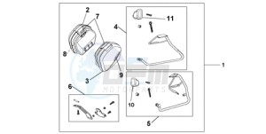 VFR800A9 UK - (E / ABS MME TWO) drawing 35 LITRE PANNIER KIT SWORD SILVER MET