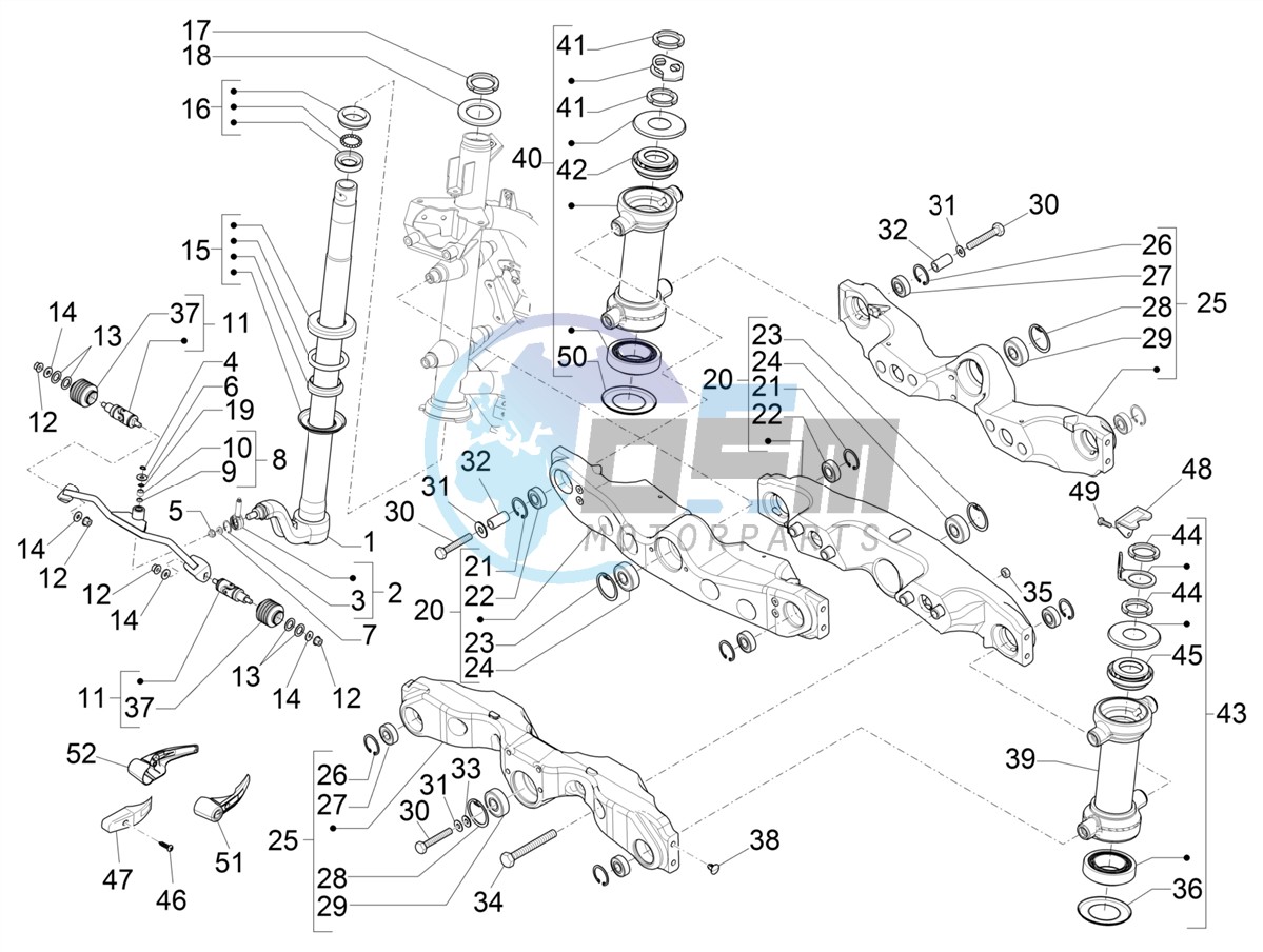 Fork/steering tube - Steering bearing unit