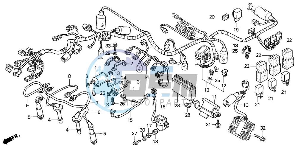 WIRE HARNESS/IGNITION COI L (CB1300F/F1)