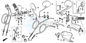 XR650R drawing HANDLE LEVER/SWITCH/ CABLE (DK/ED/U)