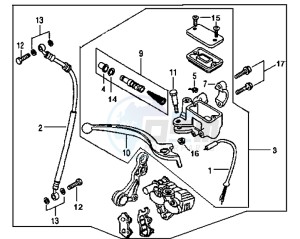 SUPER DUKE 125 drawing VOORBRAKE CALIPER / BRAKE LEVER /BRAKE LINES