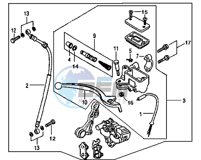 VOORBRAKE CALIPER / BRAKE LEVER /BRAKE LINES