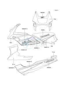 EX 500 D [NINJA 500R] (D6-D9) [NINJA 500R] drawing DECALS-- RED- --- EX500-D9- -