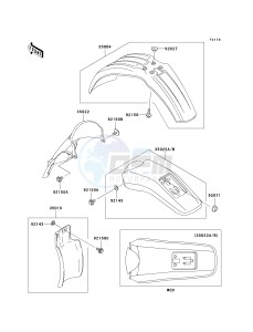 KLX 300 A [KLX300R] (A6F-A7A) A7F drawing FENDERS