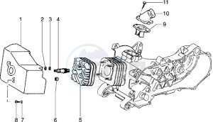 Sfera RST 50 drawing Cylinder head - Cooling hood - Inlet and induction pipe