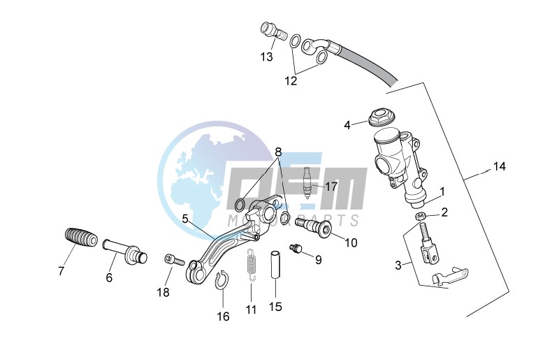 Rear master cylinder