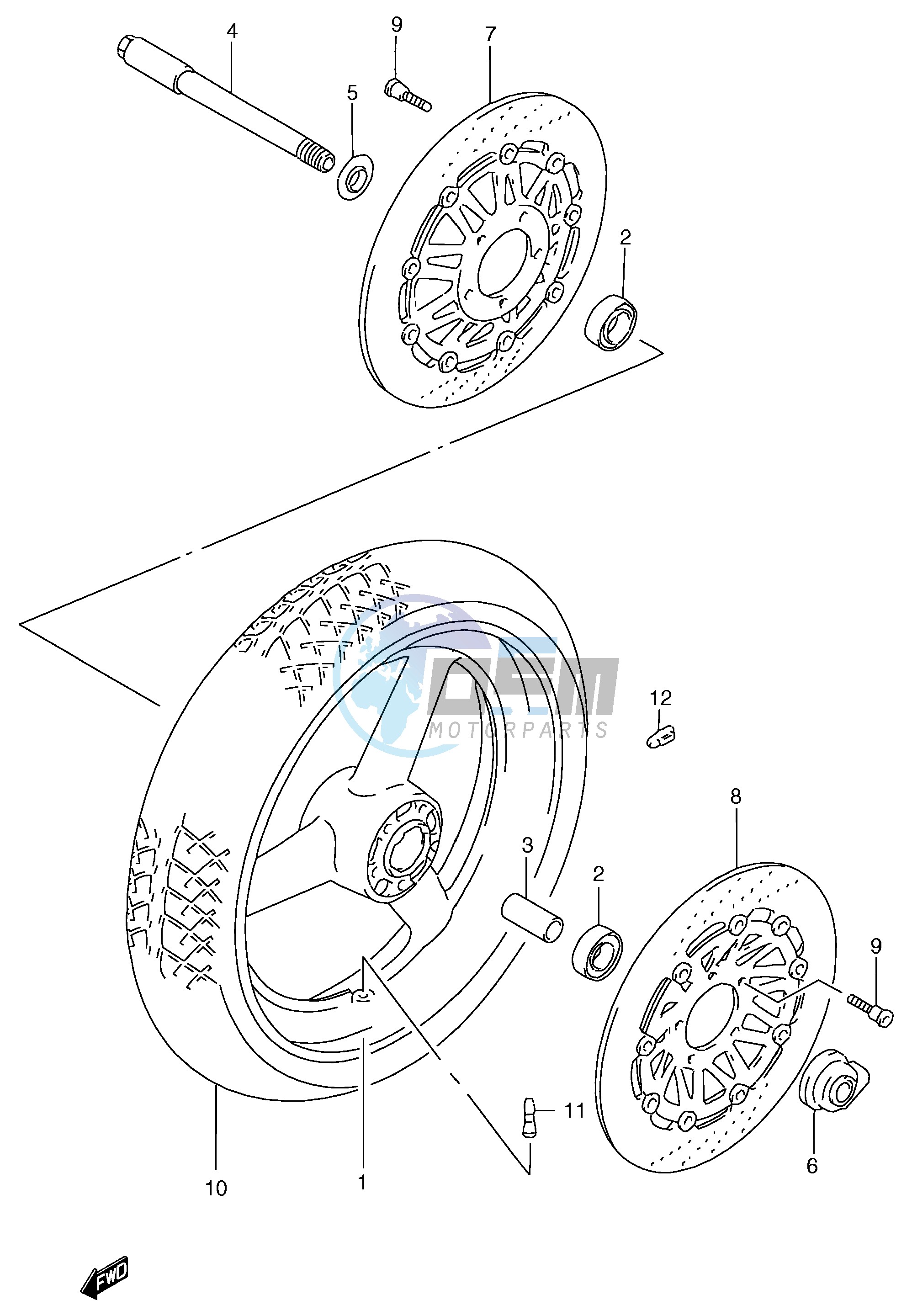 FRONT WHEEL (GSF1200T V W X Y ST SV SW SX SY)