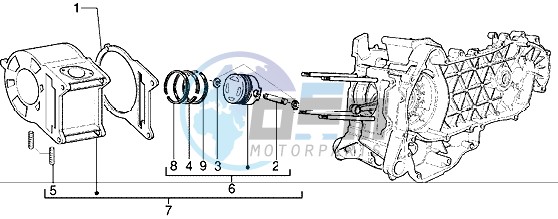 Cylinder-piston-wrist pin ass