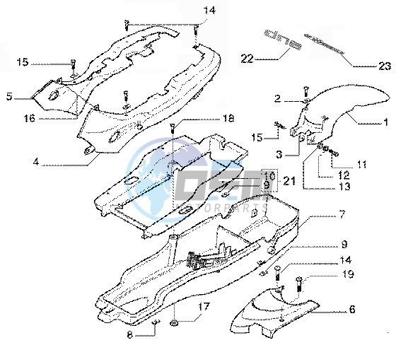 Rear mudguard-undersaddle