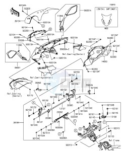 Z1000SX_ABS ZX1000MEF FR GB XX (EU ME A(FRICA) drawing Cowling(Upper)