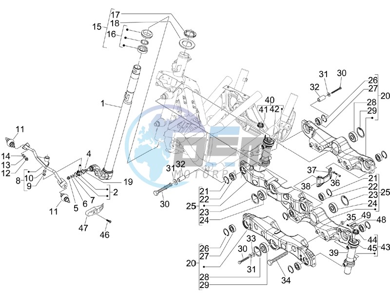 Fork steering tube - Steering bearing unit