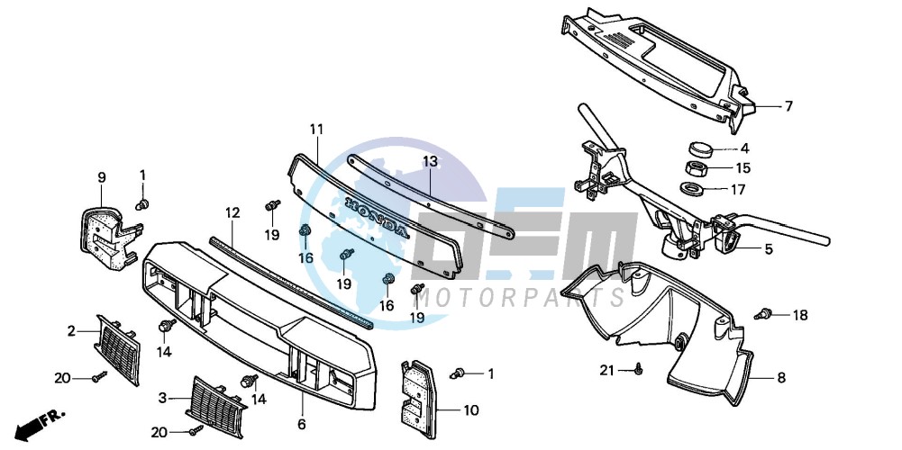 STEERING HANDLE/ HANDLE COVER/WIND SCREEN