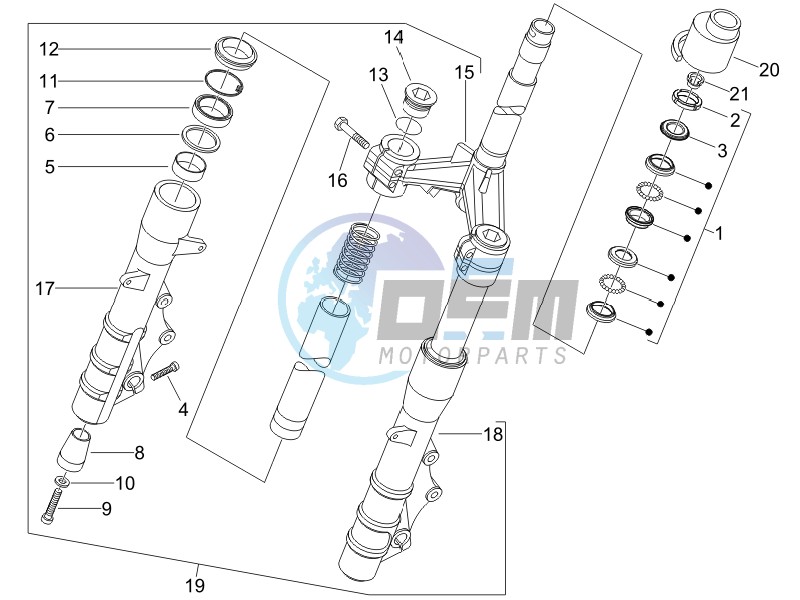 Fork steering tube - Steering bearing unit