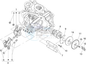 Beverly 125 e3 drawing Camshaft - Rocking levers support unit