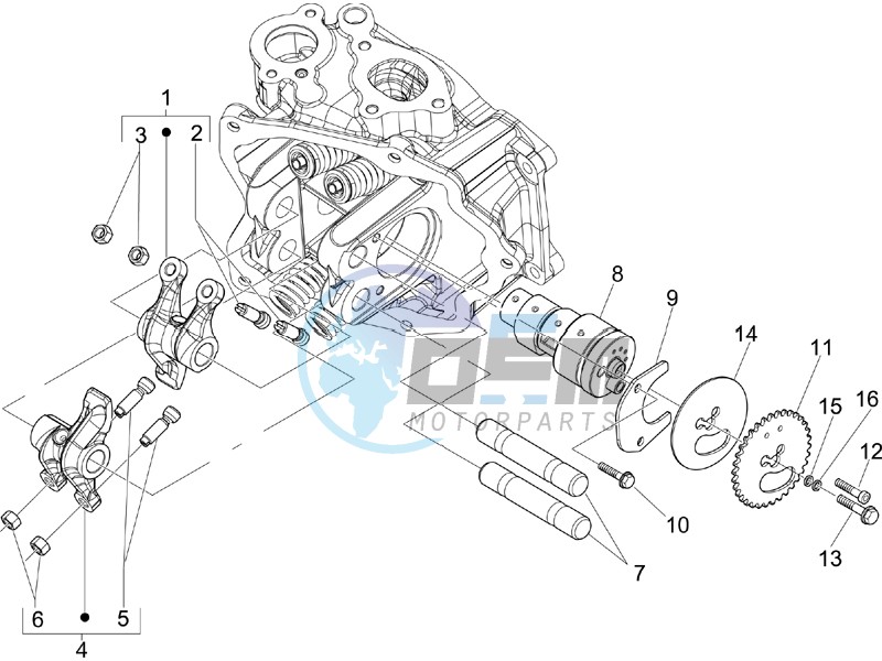 Camshaft - Rocking levers support unit