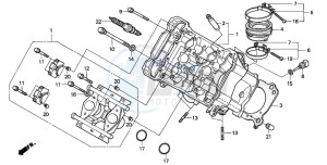 RVF750R drawing CYLINDER HEAD (FRONT)