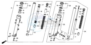 XL1000VA drawing FRONT FORK (XL1000VA)