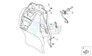 Scarabeo 50 2t e2 (eng. piaggio) drawing Front body V - Internal shield