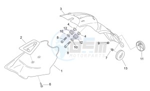 Scarabeo 50 2t e2 (eng. piaggio) drawing Rear body III - Mudguard